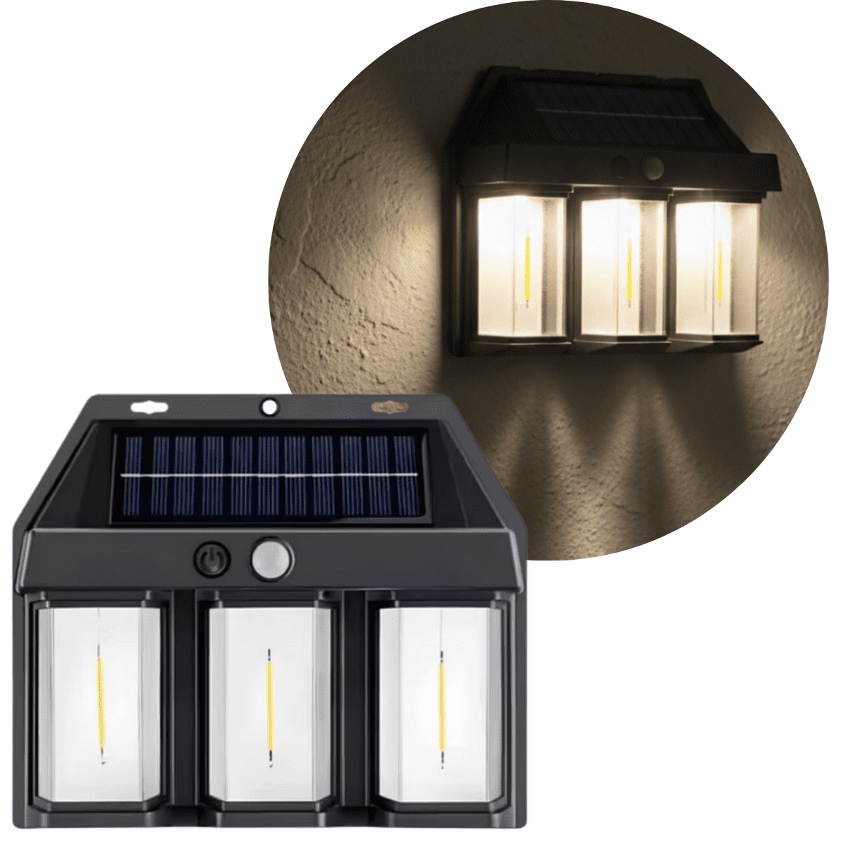 Genérico - Foco Solar Exterior 3 Luces Led Sensor Movimiento Impermeable