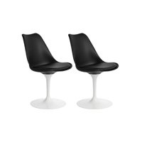 Habita2 Chile - Pack 2 Sillas Tulip Giratoria Con Pedestal Blanco Iron - Negro