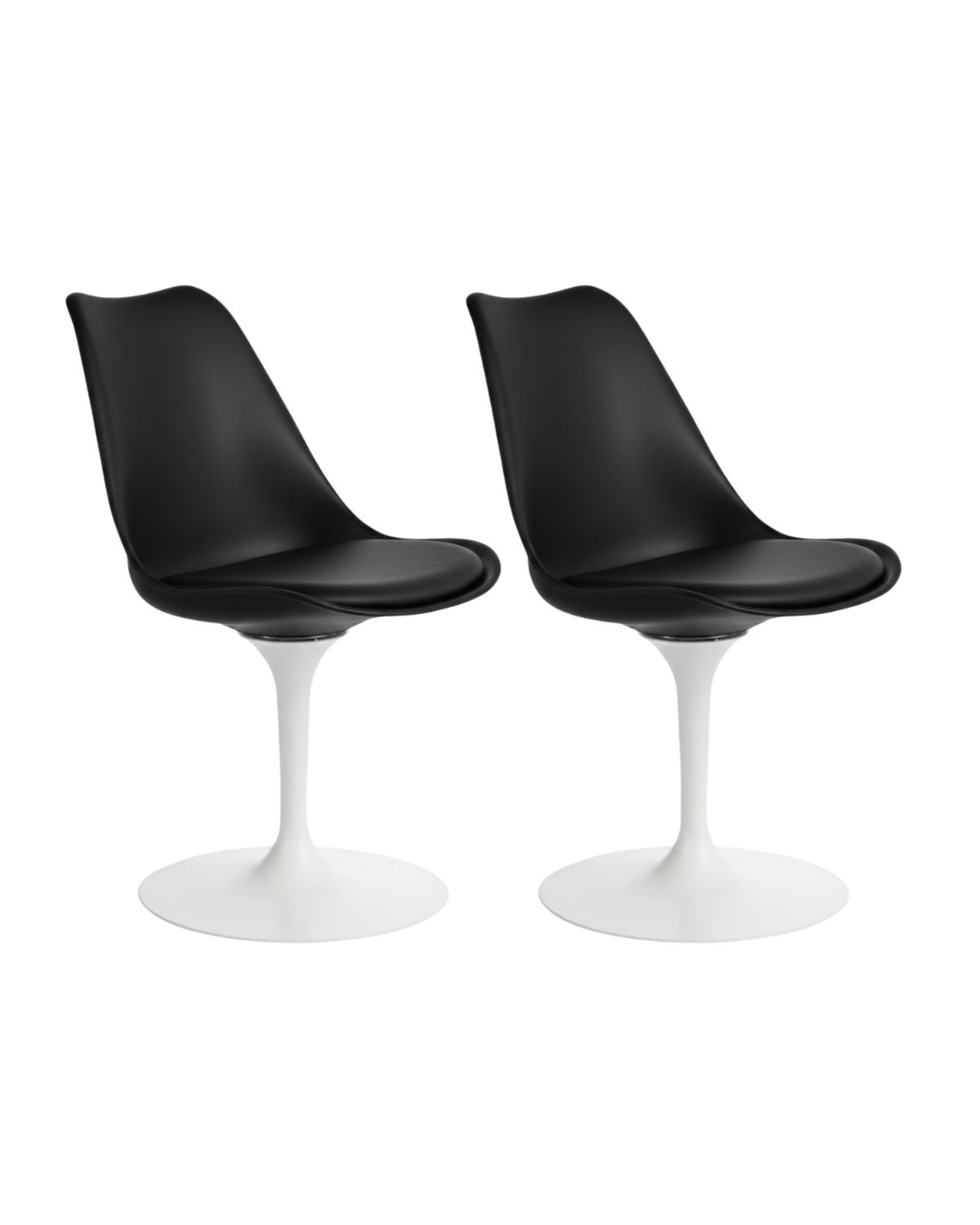 Habita2 Chile - Pack 2 Sillas Tulip Giratoria Con Pedestal Blanco Iron - Negro