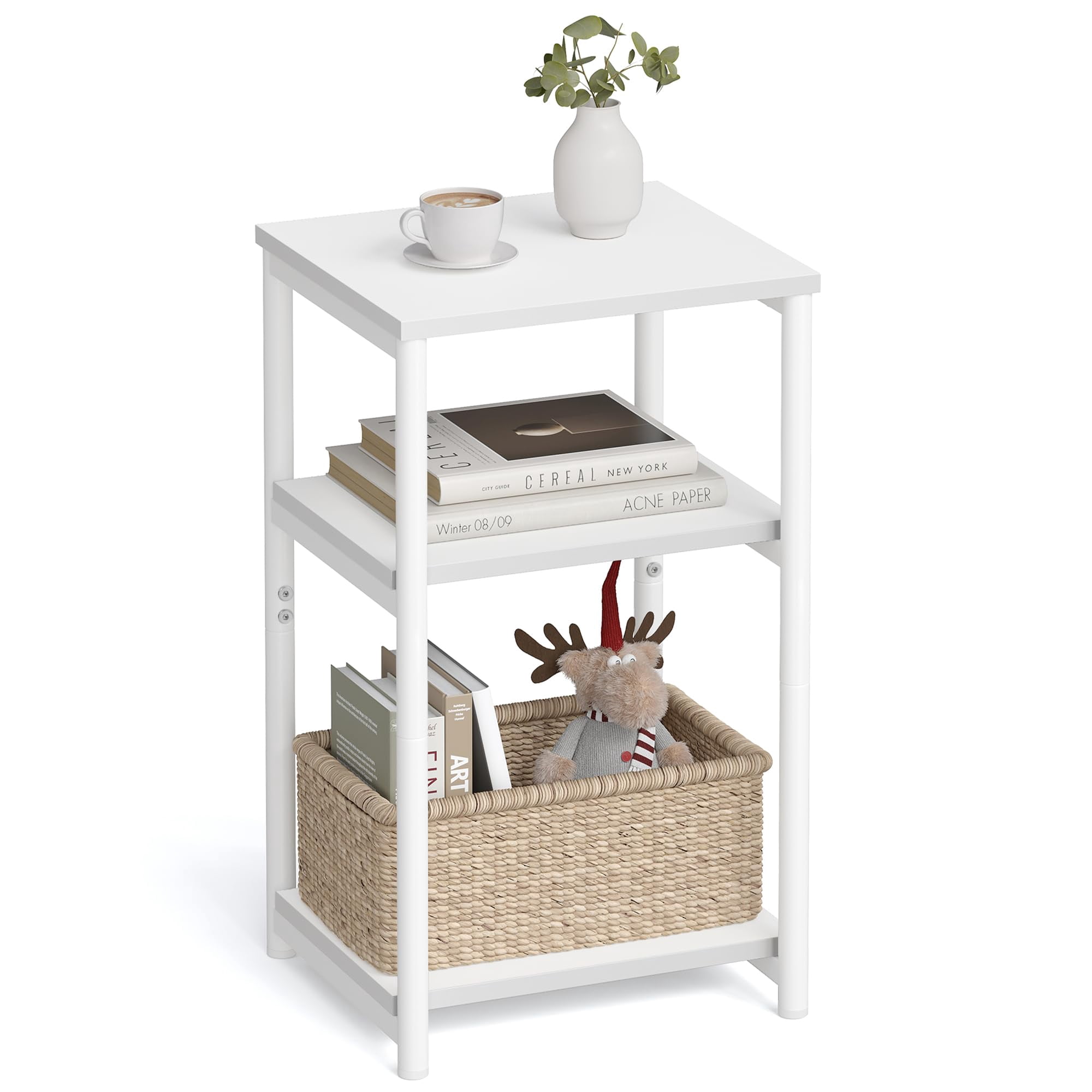Mesa Auxiliar Vasagle Ulet273w14 Blanca Para Sala De Estar, Dormitorio