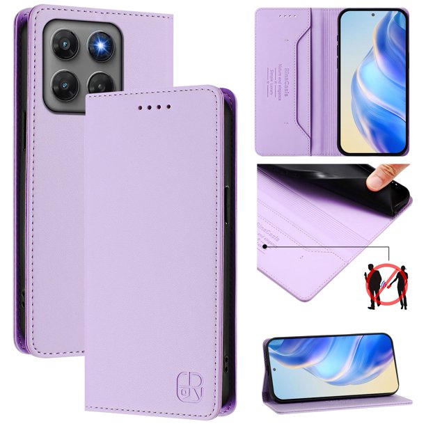 Funda Billetera con Soporte para Motorola Moto G37/G37 Power Bloqueo RFID Plegable Morado claro
