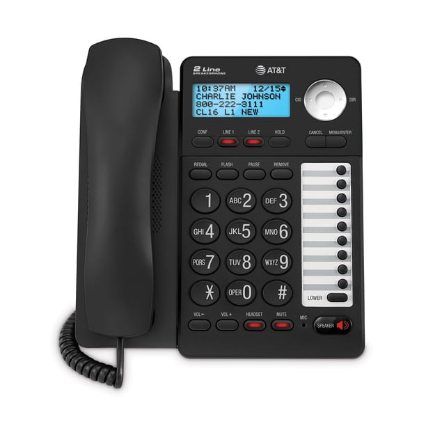 Teléfono con altavoz AT&T ML27926 de 2 líneas con identificador de llamadas y conferencias