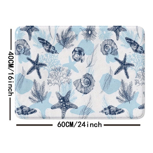 1pc Stylish and Elegant Non-Slip Bathroom Mat with Starfish and Seaweed Print - Absorbent and Anti-Skid Floor Pad for Indoor and Outdoor Use - 16x24inch/20x31inch - Perfect Gift for Bathroom Decoratio