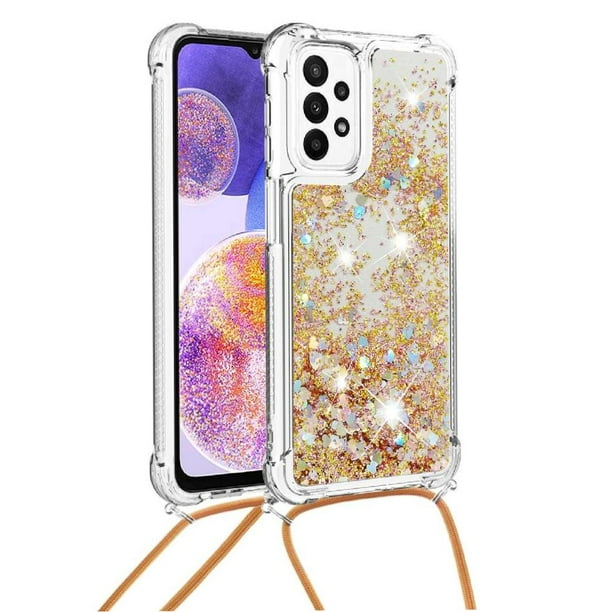 Funda FOXDOCK para Samsung Galaxy M23 con Cuerda Ajustable, Brillo Líquido, Protección Antigolpes y Lente – Ideal para Regalo