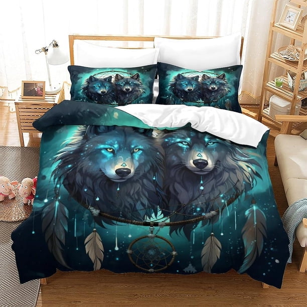 Juego De Ropa De Cama Cool Wolf Funda Nórdica Juego De Cama Wolf Colección Para Adolescentes Niñas Y Niños Sin Edredón Sábana King