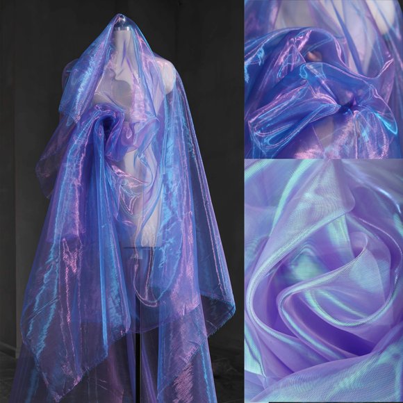 Tela Qidekjjt de organza morada, 3 m, holográfica, 150 cm de ancho