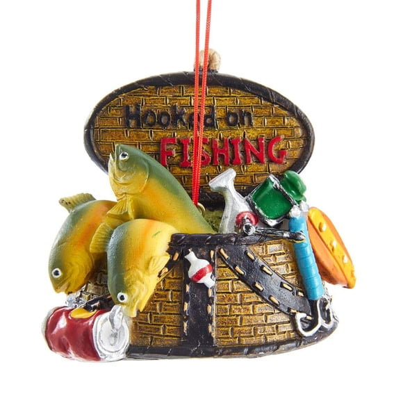 Cesta de pesca Kurt Adler J8552 con adorno para árbol de Navidad