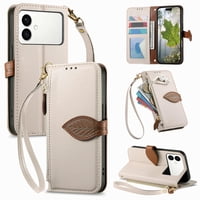 Foxdock Funda Tipo Cartera Para Samsung Galaxy S26 Edge, Con Ranuras Para Tarjetas, Soporte Y Cremallera-Blanco