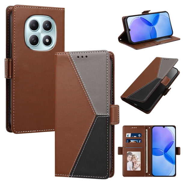 Funda Cartera Tricolor para Xiaomi Xiaomi Poco M8 5G con Ranuras, Marrón