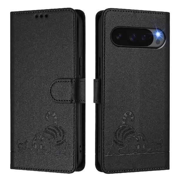 Funda tipo cartera FOXDOCK para Google Pixel 10 5G con soporte, ranuras, RFID, diseño de gato