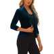 thumbnail image 4 of INSPIRE CHIC Chaquetas de Terciopelo para el Día de San Valentín para Mujeres con Manga 3/4 y Frente Abierto Cárdigan de Terciopelo S Azul Pavo Real, 4 of 6