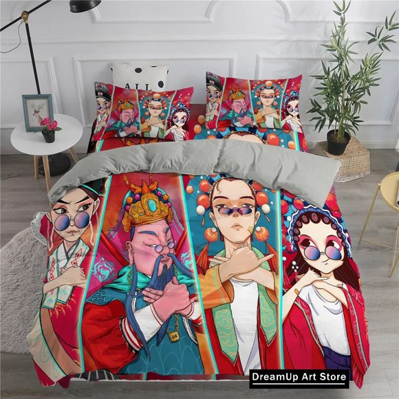 Peking Opera Chinese Traditional Opera Culture Combined Bedding Set Boys Girls Duvet Cover Pillowcase Bed