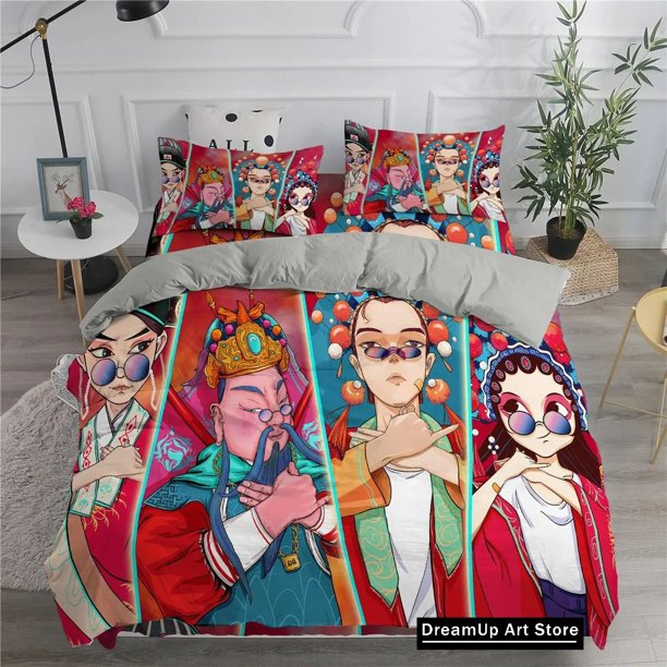 Peking Opera Chinese Traditional Opera Culture Combined Bedding Set Boys Girls Duvet Cover Pillowcase Bed