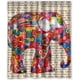 thumbnail image 1 of Cortina de ducha geométrica con diseño de elefante africano, juego de cortinas de baño con ganchos, tamaño 36 x 72 pulgadas, 1 of 3
