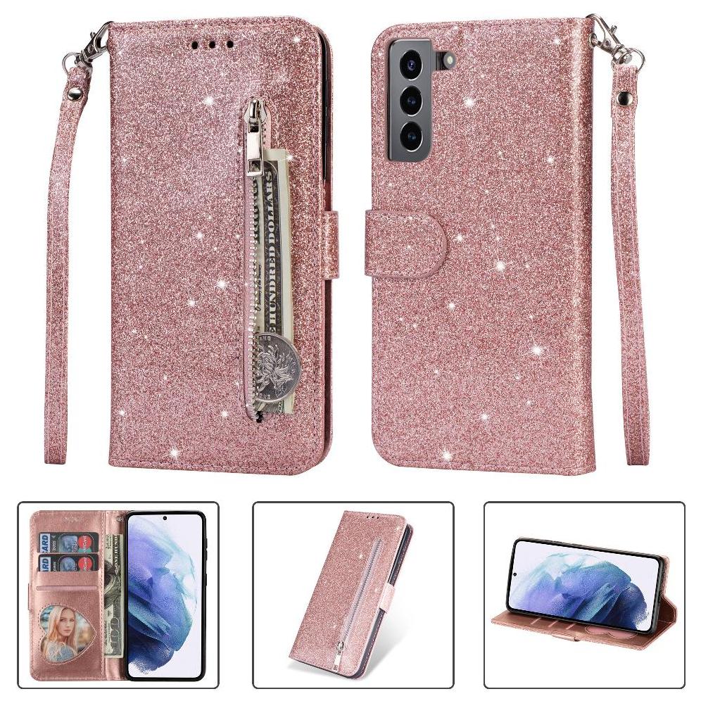Funda Para Foxdock Elegante Funda Samsung Galaxy S22 5G Glitter Con Cremallera-Ideal Para El Uso Diario