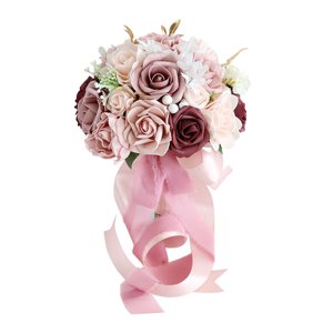 Magideal - Ramo De Rosas Para Boda, Flores Artificiales, Decoración Realista Para Dama De Honor, Ramo De Novia Para Fiestas, Aniversarios, Bodas, Centros De Mesa Borgoña