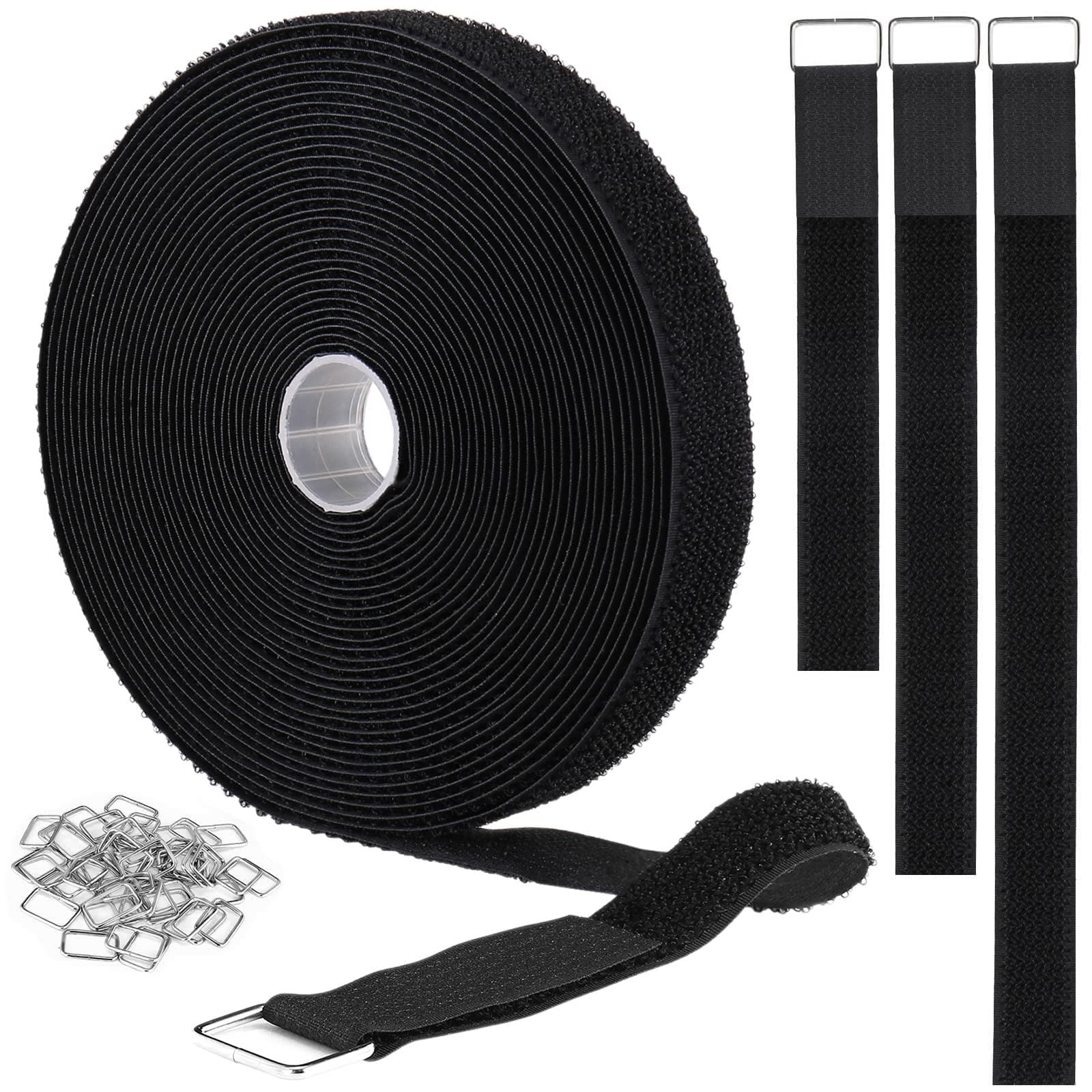 Correas De Velcro Ymcrlux De 1 X 10 M Con 50 Hebillas Metálicas Negras