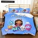 thumbnail image 1 of v1366 Bed Sheets Gabbys D-Dollhouse Bedding Set Duvet Cover Comforter Bed Single Twin Full Queen Youth Kids Girl Boys Gift King Size Bedding Set 3-Piece Bedding Set (1 Duvet Cover + 2 Pillow Shams) Be, 1 of 5