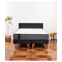 Latam Home - Cama Europea Zen Best 2 Plazas Colchon Resortes Base Dividida + Respaldo Tela Negro