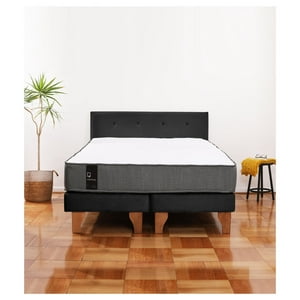Latam Home - Cama Europea Zen Best Tela Velvet Negro 2 Plazas + Respaldo