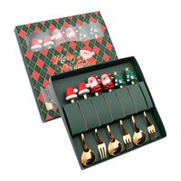 Magideal - Juego De Cubiertos Navideños De 6 Piezas Con Cucharas Y Tenedores De Acero Inoxidable, Juegos De Cubiertos Navideños Reutilizables Para Cocina, Fiesta , Estilo D