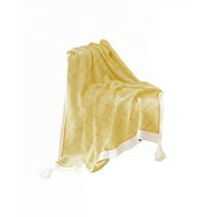 Genérico - Manta Con Borlas Decorativa Y Estampado Geometrico De Rombo Color Amarillo