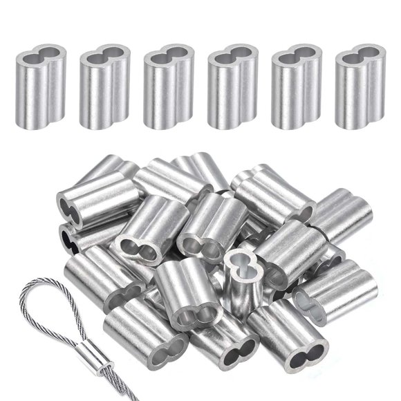 Manguitos de engarce de aluminio, 6 mm, 25 piezas para el extremo de la línea de cable