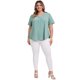 thumbnail image 2 of GRACIA Y GRANDEZA Camisetas de Mujer Tallas Grandes Cuello en V con Banda Manga Corta Ajuste Suelto Blusa Plisada Casual y Moderna 3X Verde, 2 of 7
