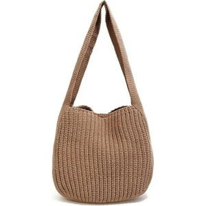 Veat00L - Bolsas De Hombro Para Mujer, Bolsa De Ganchillo Grande, Bolsa De Punto Para La Escuela, Bonita Bolsa De Playa
