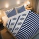 thumbnail image 1 of Navy & White Nautical Stripes with Ship Wheels Cover Set, 1 of 1