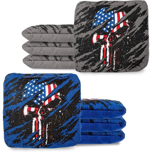 Bolsas de Cornhole Play Platoon Pack de 8 – Calaveras con Bandera Americana