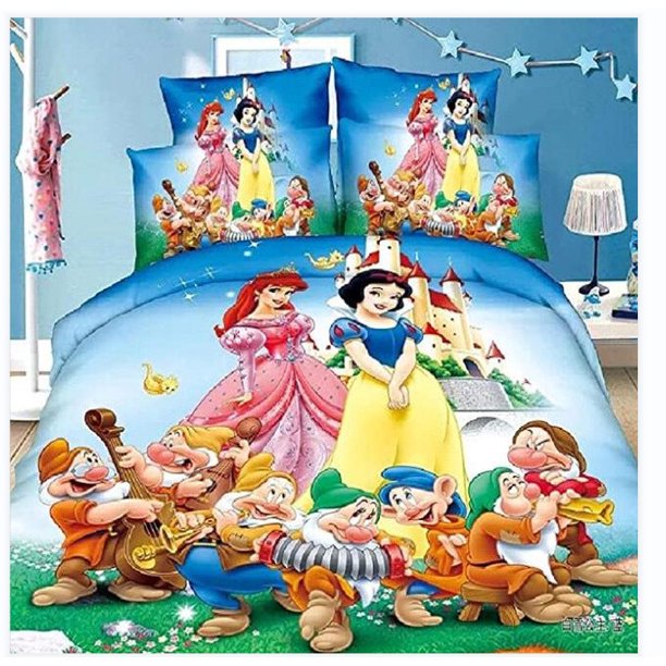Children's Snow White Duvet Quilt Cover Bedding Set + Pillowcase 3-Piece Bedding Set (1 Duvet Cover + 2 Pillow Shams)