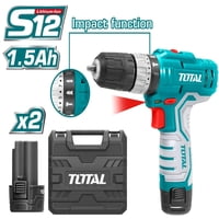 Total - Taladro Percutor Inalambrico 12V - 2 Baterías - 1 Cargador + Maleta