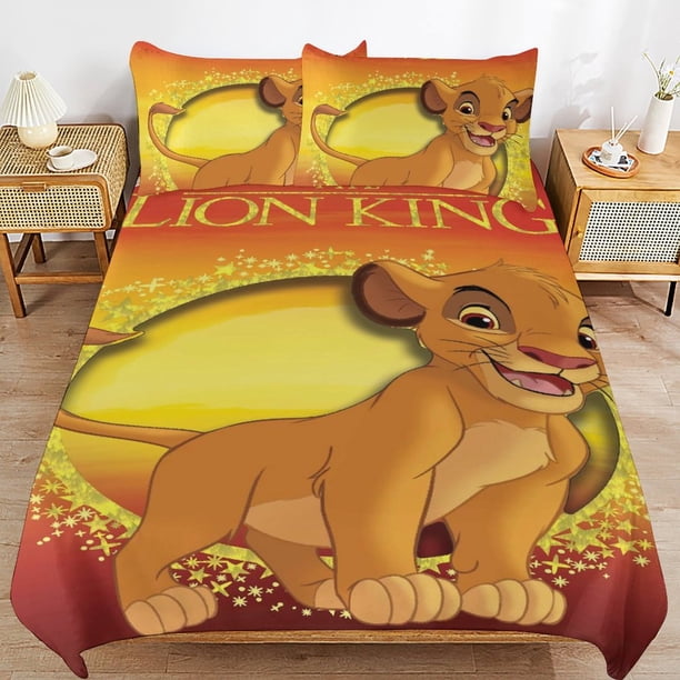 The Lion King Cartoon Bedding Sets Ultra Soft Skin-Friendly Duvet Cover 3 Piece, Cute Comforter Cover Bed Set for Boys Girls Kids
