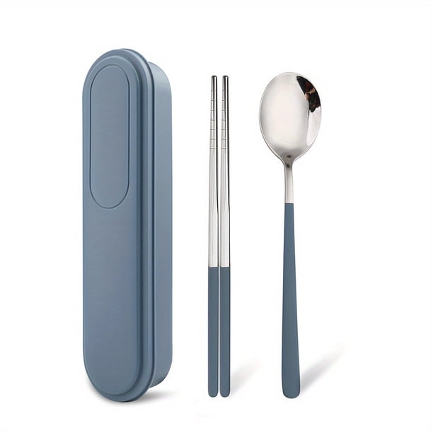 3/4pcs Travel Utensils, Stainless Steel Cutlery Set Portable Reusable Camping Silverware, Include Fork Spoon Chopsticks With Case, Flatware Set