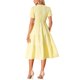 thumbnail image 3 of INSPIRE CHIC Vestido Midi de Cuadros para Mujer con Cuello en V, Manga Corta, Vestido de Verano con Volantes y Detalle de Botones Amarillo Talla L, 3 of 6