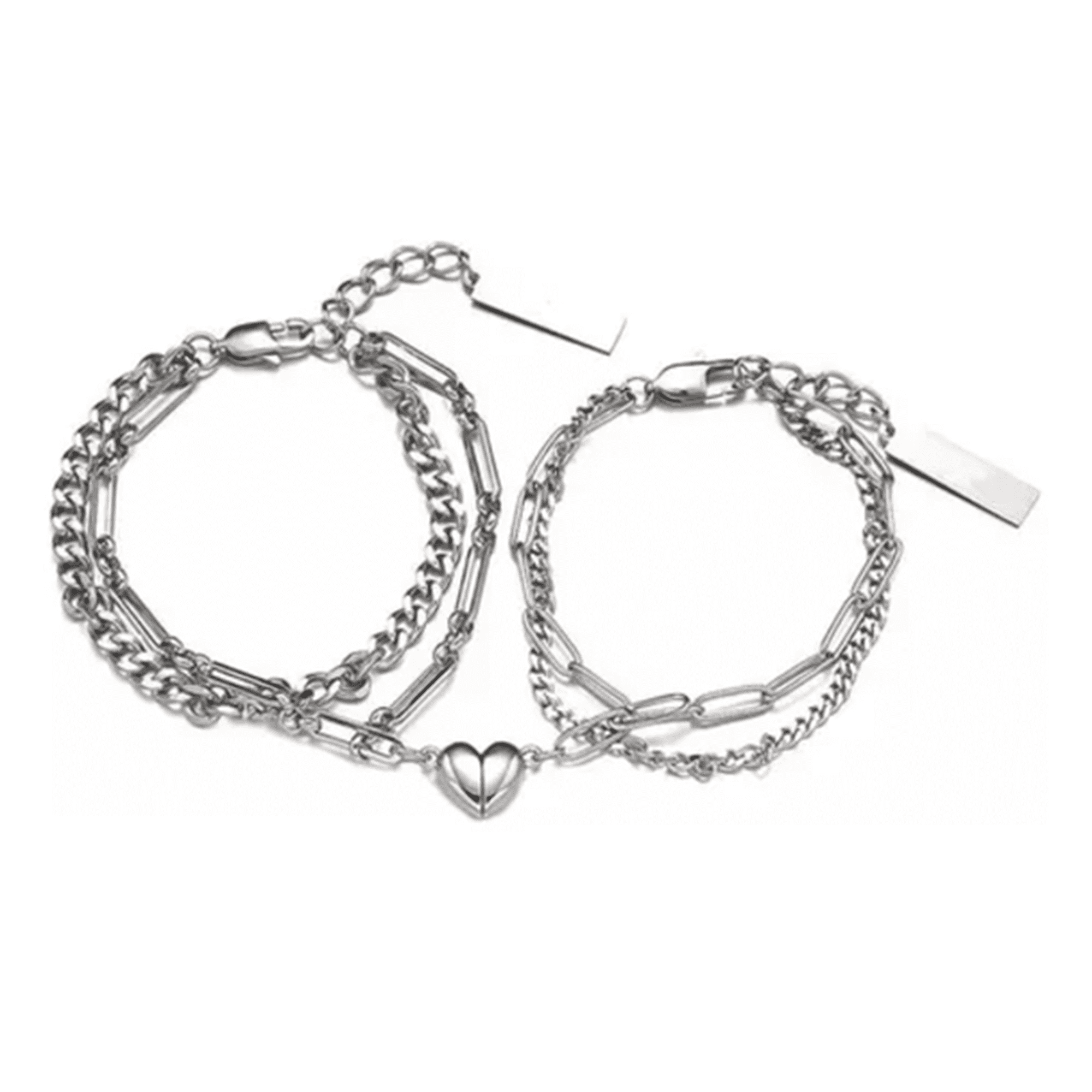 Genérico - Pulsera Parejas Corazón Imán Doble San Valentín