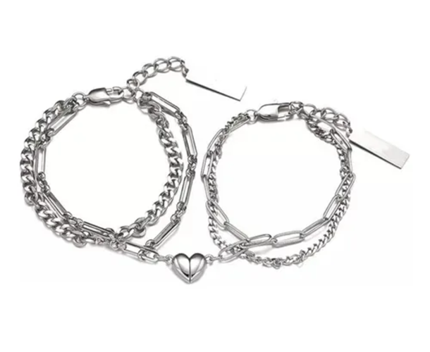 Genérico - Pulsera Parejas Corazón Imán Doble San Valentín