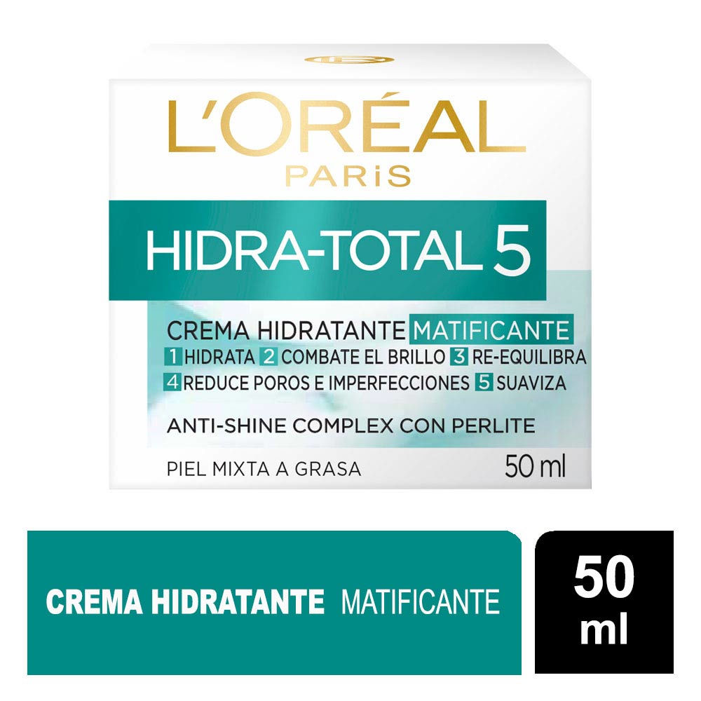 L'Oréal Dermo Expertise - Crema Hidratante Matificante Hidra Total 5 Piel Mixta A Grasa Caja.