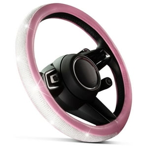 Jj Group - Cubre Volante Cuero Rosado Cristales Brillos Universal