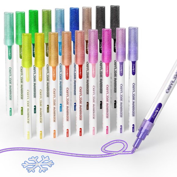 Marcadores de contorno con glitter impermeable JusArt – 18 colores