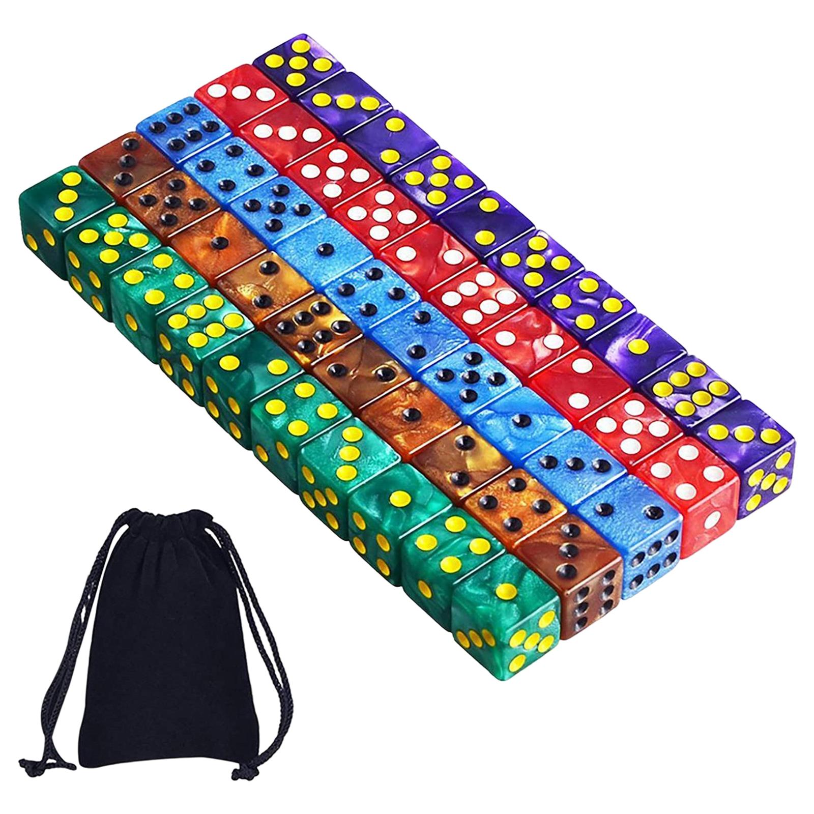 Magideal - 50 Dados De Varios Lados, Juego De Dados De 6 Lados, Juego De Mesa De Dados De 16Mm, Suministros Para Fiestas Lightwheigt, Dados De Juego, Dados Polié