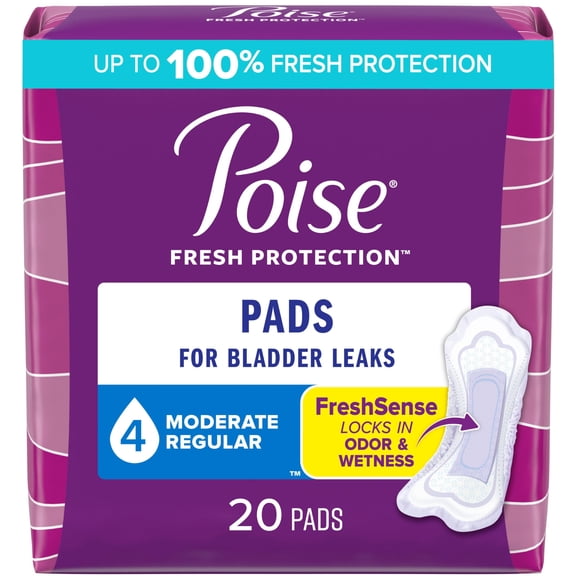 Almohadillas Poise para incontinencia, 4 gotas, absorción moderada, 20 unidades