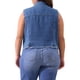 thumbnail image 3 of Chaleco de mezclilla recortado sin mangas con botones de perlas bordados y desgastados para mujer de talla grande Agnes Orinda, chaqueta casual de jean con decoración de bolsillo 2X azul claro, 3 of 6
