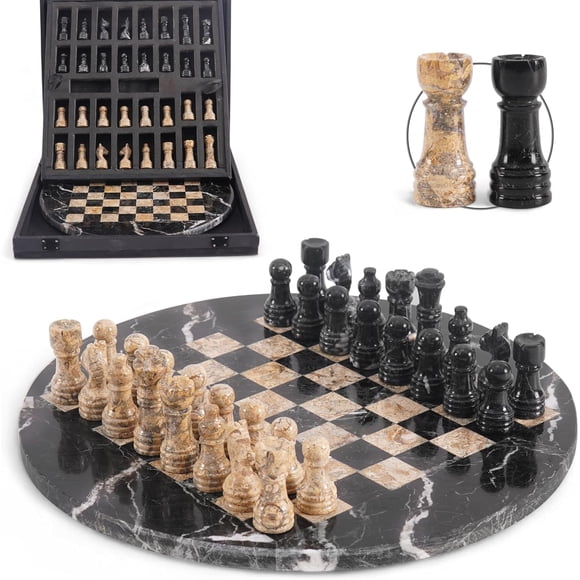 Juego de Mesa EARTHENTONES Set de Ajedrez de Mármol 30 cm Hecho a Mano