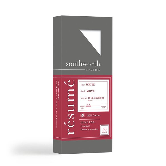 Sobre Southworth 10 cm x 24 cm Blanco 50 por caja