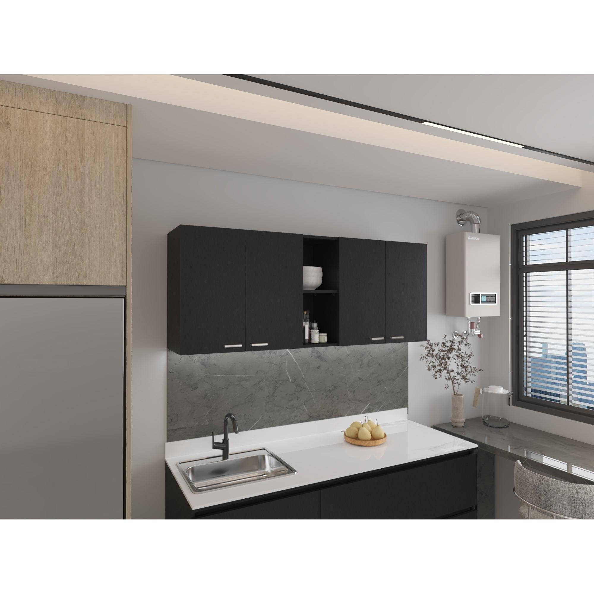 Tuhome - Mueble Superior De Cocina Portofino 60x150x31,5 Cm Wengue