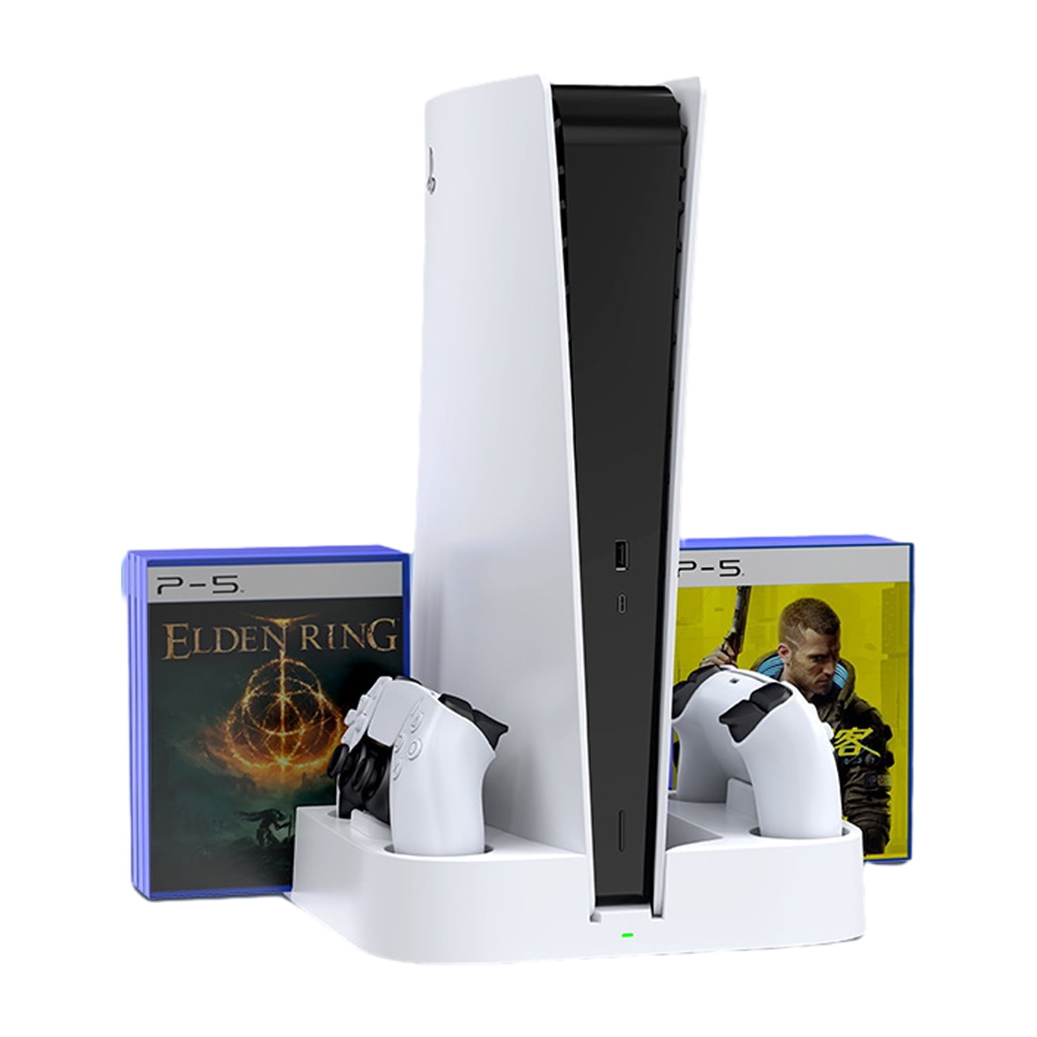 Base De Enfriamiento Aaronmei Para Consola Ps5 Disc Y Digital Edition Controlador De Juego Base De Carga Dual Soporte Para Almacenamiento Blanco