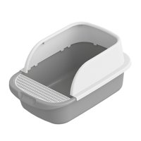 Magideal - Bandeja De Arena Para Gatos Suministros Para Mascotas Orinal Inodoro 45 X 30 X 18 Cm Orinal Semicerrado Fácil De Limpiar Bandeja De Arena Para Mascota Gris