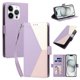 thumbnail image 2 of Cartera Plegable para iPhone 15 Pro Max, PU Tricolor con Ranuras, Morado, 2 of 6